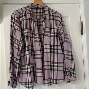 Eddie Bauer Green and Purple Plaid Shirt